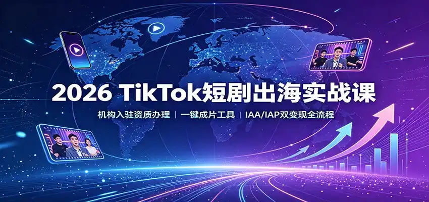 2026 TikTok短剧出海实战课：机构入驻资质办理，一键成片工具，IAA/IAP双变现全流程-科技美南博客