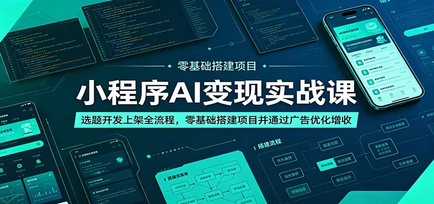 小程序AI变现实战课：选题开发上架全流程，零基础搭建项目并通过广告优化增收-科技美南博客