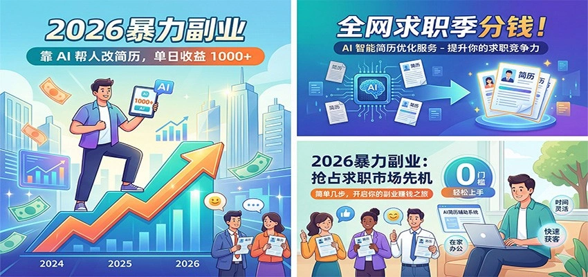 2026暴力副业：靠AI帮人改简历，单日收益1000+，全网求职季分钱-科技美南博客