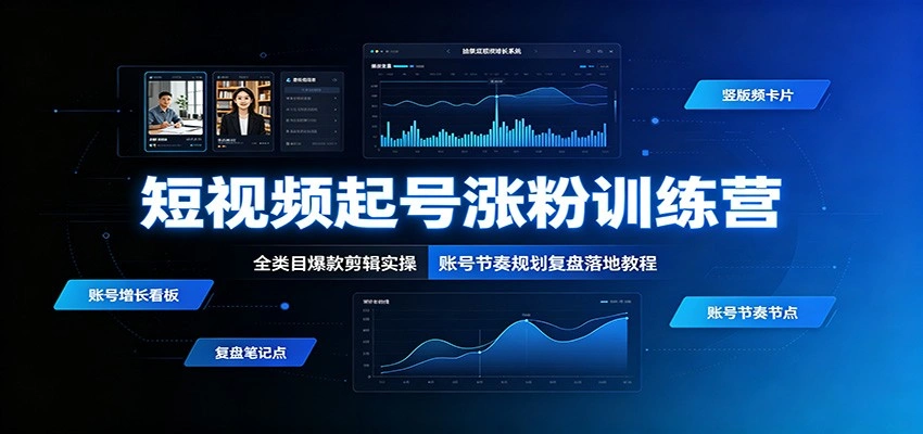 短视频起号涨粉训练营：全类目爆款剪辑实操，账号节奏规划复盘落地教程-科技美南博客