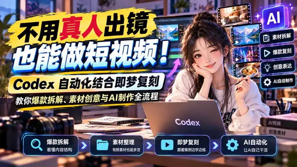 不用真人出镜也能做短视频！Codex自动化结合即梦复刻，教你爆款拆解、素材创意与AI制作全流程-科技美南博客