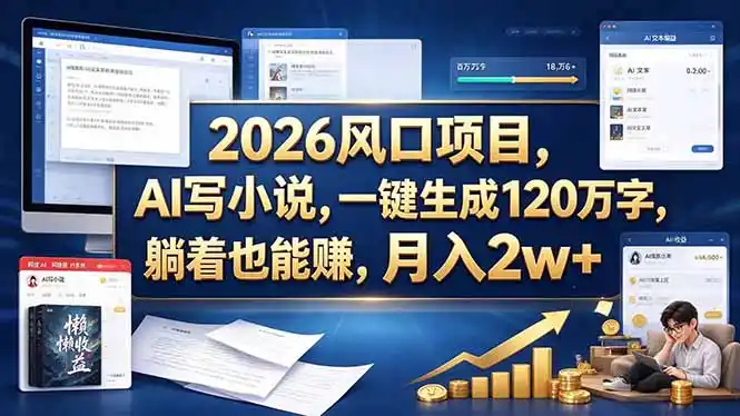 2026 风口项目，AI 写小说，一键生成 120 万字，躺着也能赚，月入 2w +-科技美南博客