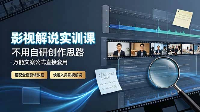 影视解说实训课：不用自研创作思路，万能文案公式直接套用，搭配全套剪辑教程，快速入局影视解说-科技美南博客