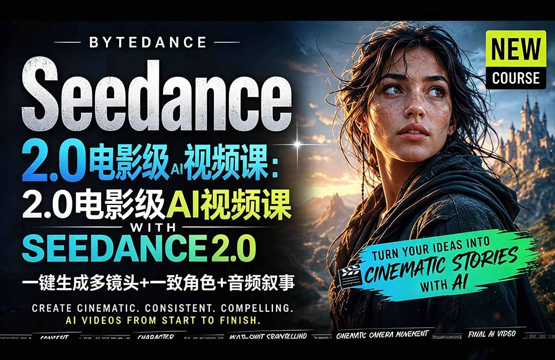 Seedance 2.0电影级AI视频课：一键生成多镜头+一致角色+音频叙事-科技美南博客