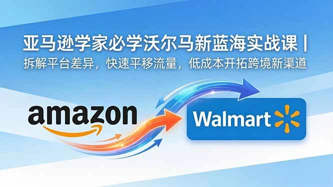 亚马逊卖家必学沃尔玛新蓝海实战课|拆解平台差异,快速平移流量,低成本开拓跨境新渠道-科技美南博客