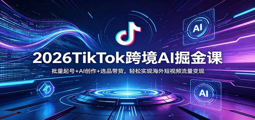 2026TikTok跨境AI掘金课：批量起号+AI创作+选品带货，轻松实现海外短视频流量变现-科技美南博客