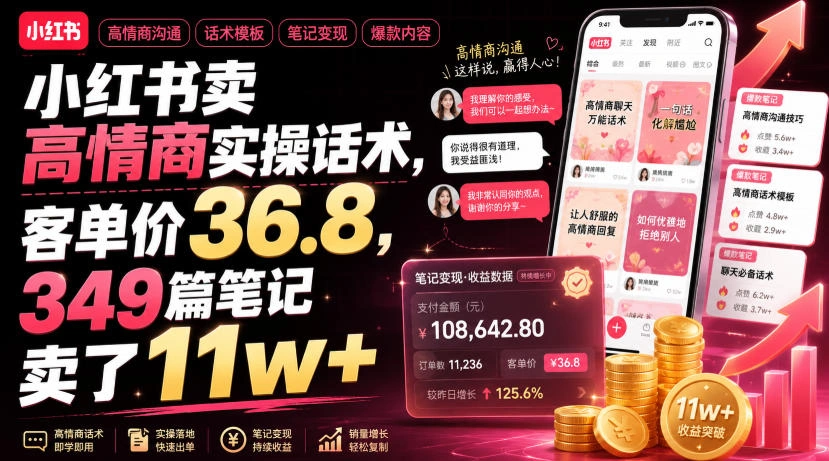 小红书卖高情商实操话术，客单价36.8，349篇笔记卖了11w+！-科技美南博客