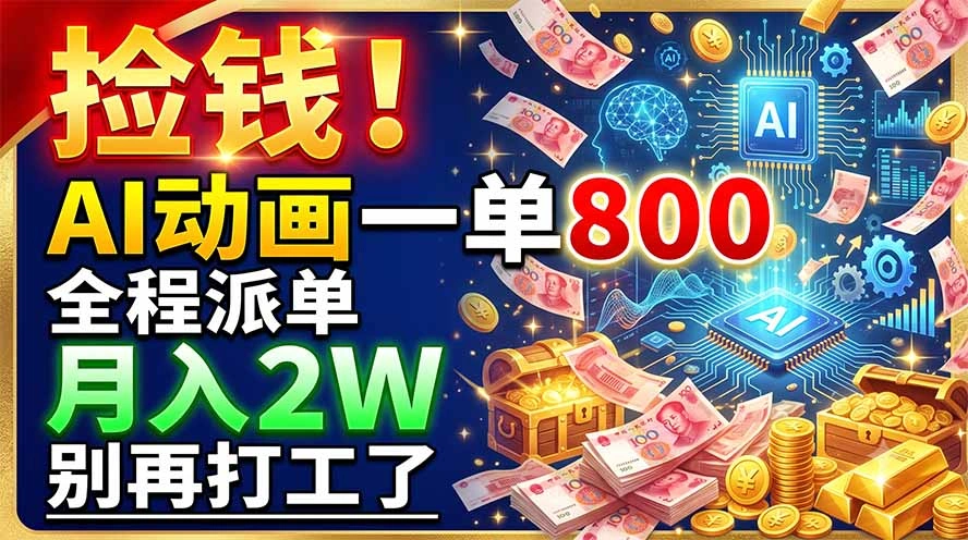 捡钱！AI动画一单800，全程派单，月入2W，别再打工了-科技美南博客