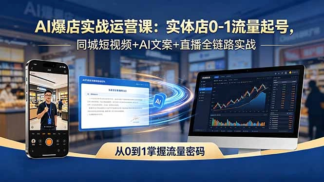 AI爆店实战运营课：实体店0-1流量起号，同城短视频+AI文案+直播全链路实战-科技美南博客