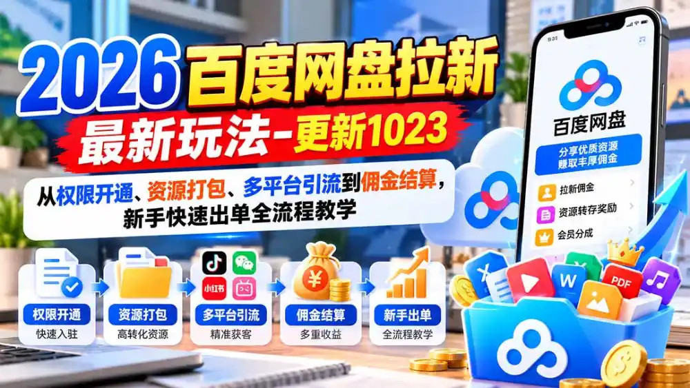 2026百度网盘拉新最新玩法-更新1023:从权限开通、资源打包、多平台引流到佣金结算,新手快速出单全流程教学-科技美南博客
