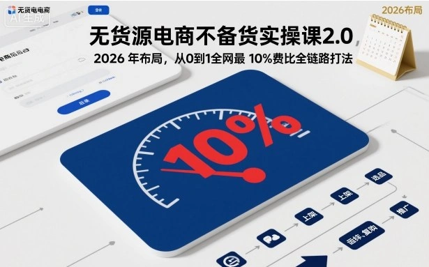 无货源电商不备货实操课2.0，2026年布局，从0到1全网最低10%费比全链路打法【更新26年3月】-科技美南博客