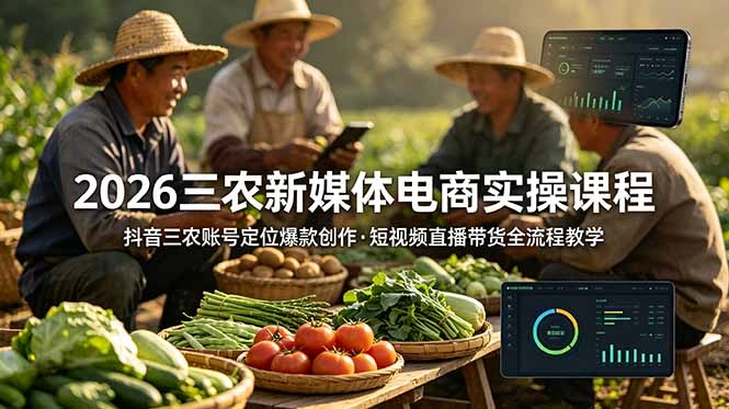 2026三农新媒体电商实操课程：抖音三农账号定位爆款创作，短视频直播带货全流程教学-科技美南博客