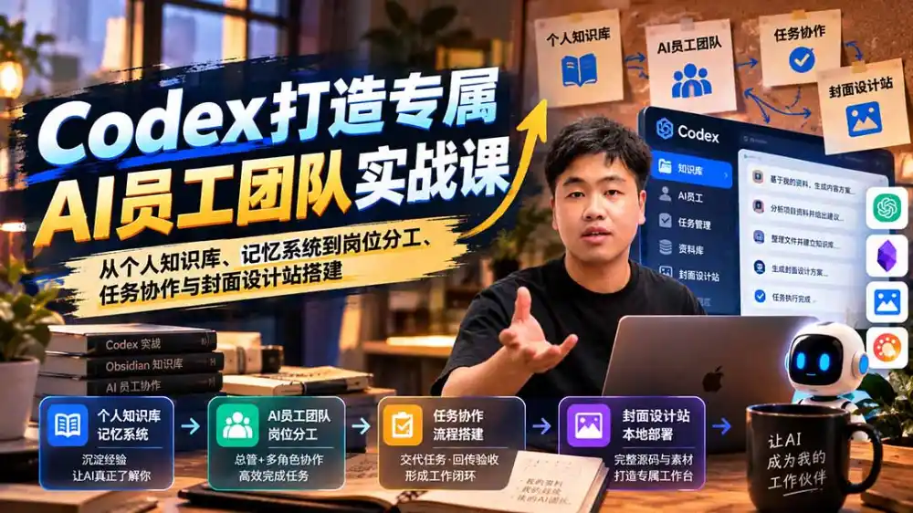 【无水印】Codex打造专属AI员工团队实战课：从个人知识库、记忆系统到岗位分工、任务协作与封面设计站搭建-科技美南博客