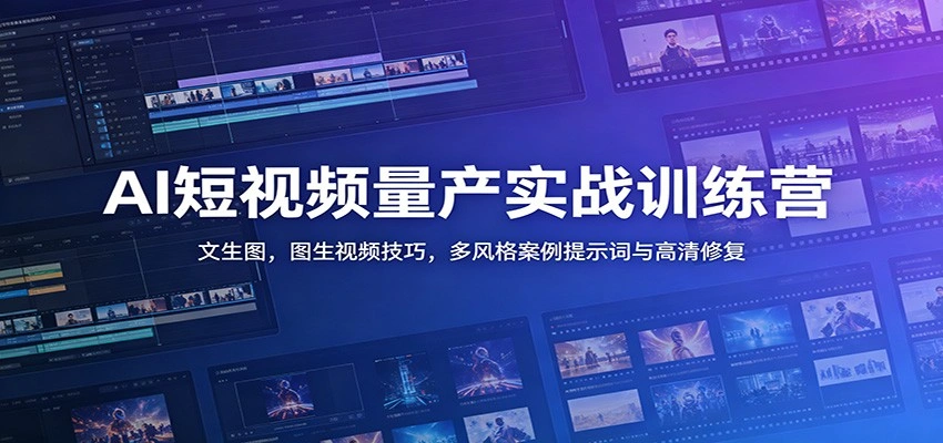 AI短视频量产实战训练营：文生图，图生视频技巧，多风格案例提示词与高清修复-科技美南博客