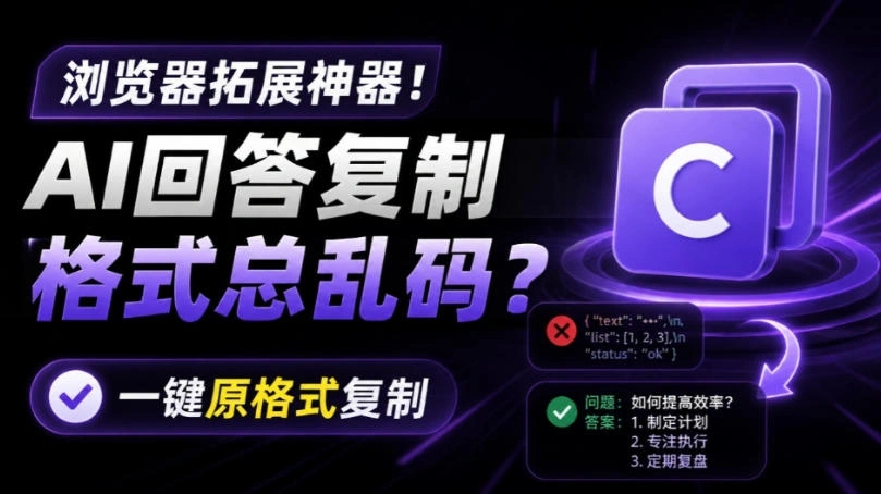 你的AI回答内容复制格式总乱码？完美一键保留原格式复制，办公宝藏浏览器插件Copy With Format-科技美南博客