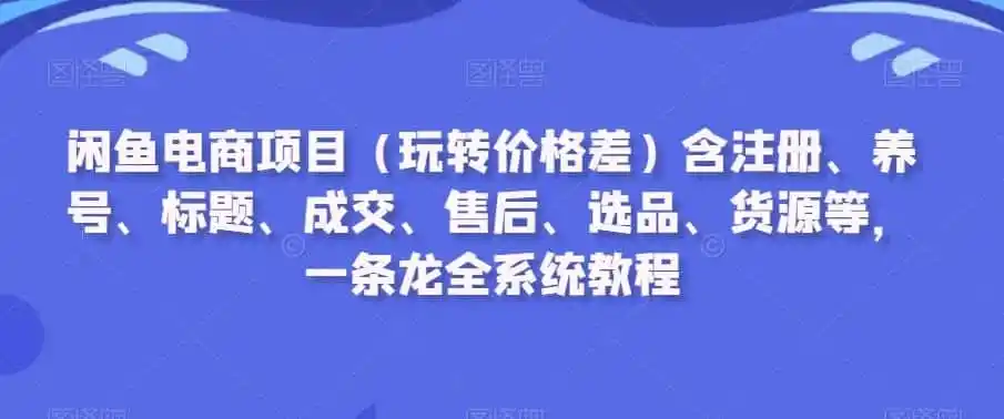闲鱼电商项目（玩转价格差）含注册、养号、标题、成交、售后、选品、货源等，一条龙全系统教程-科技美南博客