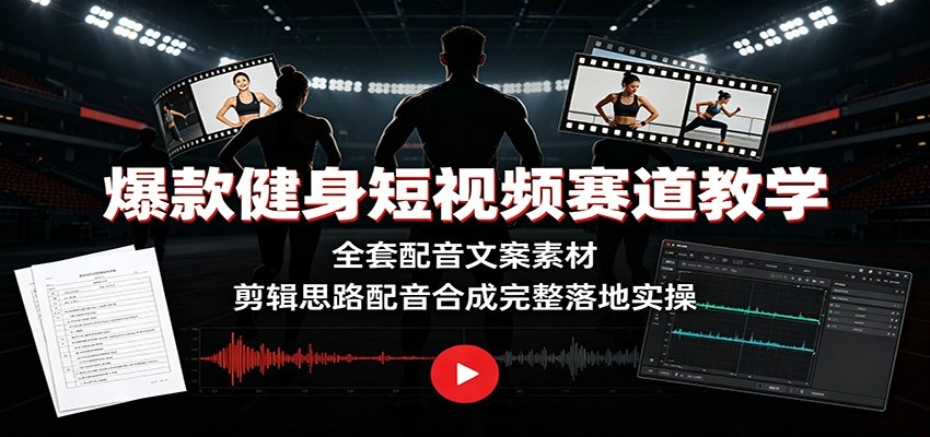爆款健身短视频赛道教学：全套配音文案素材，剪辑思路配音合成完整落地实操-科技美南博客